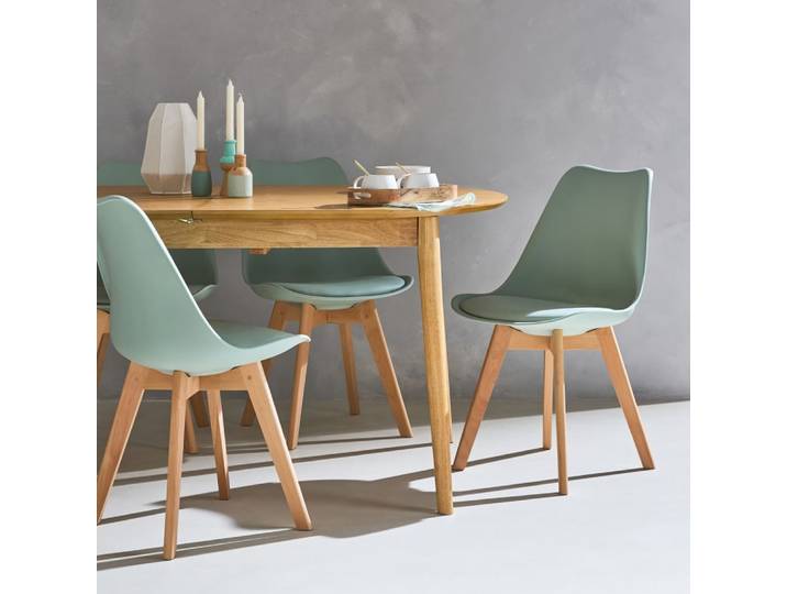 Lot de 4 chaises scandinaves, vert céladon
