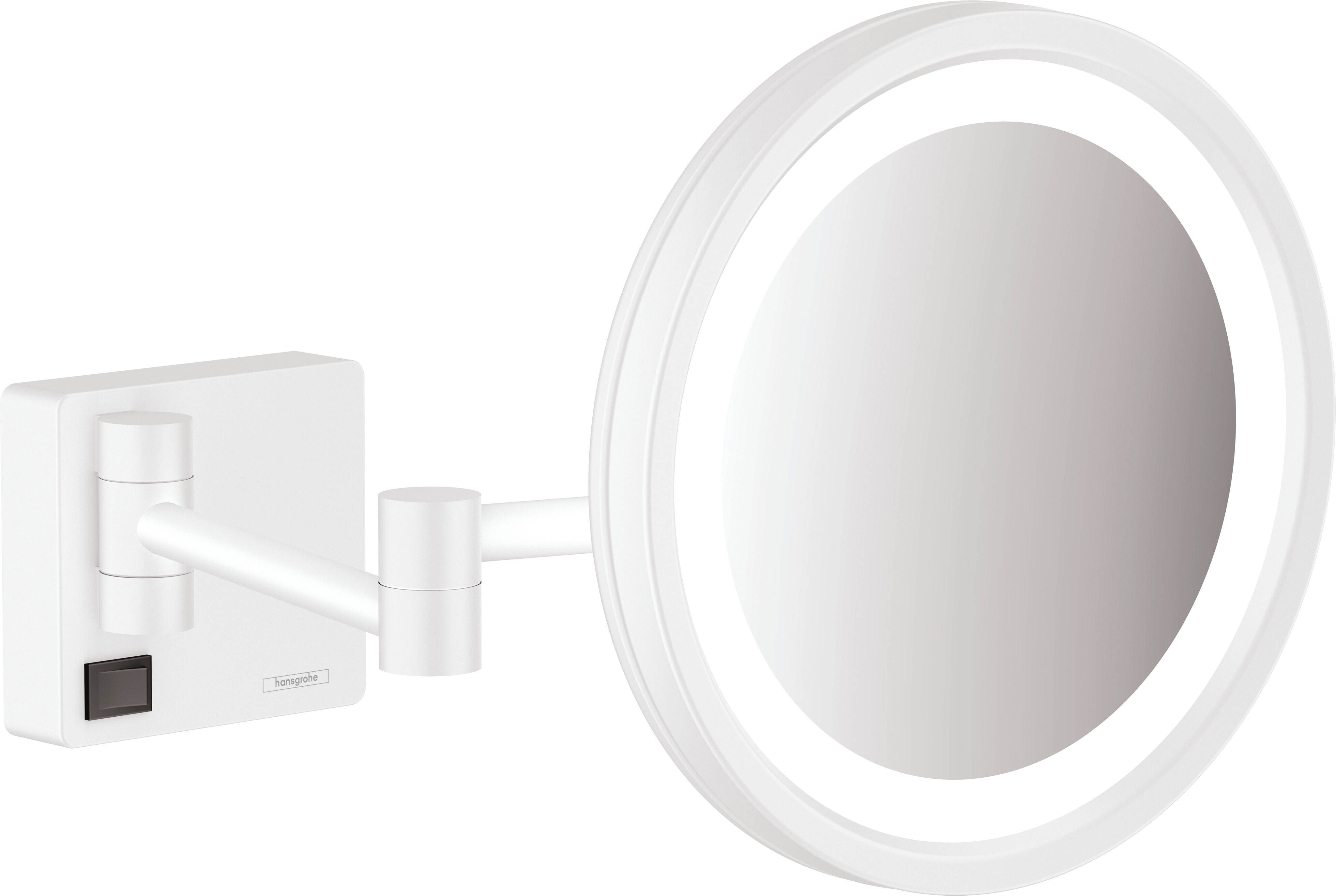 Miroir de rasage hansgrohe AddStoris 41790700, grossissement x3, avec éclairage LED, fixation murale, blanc mat