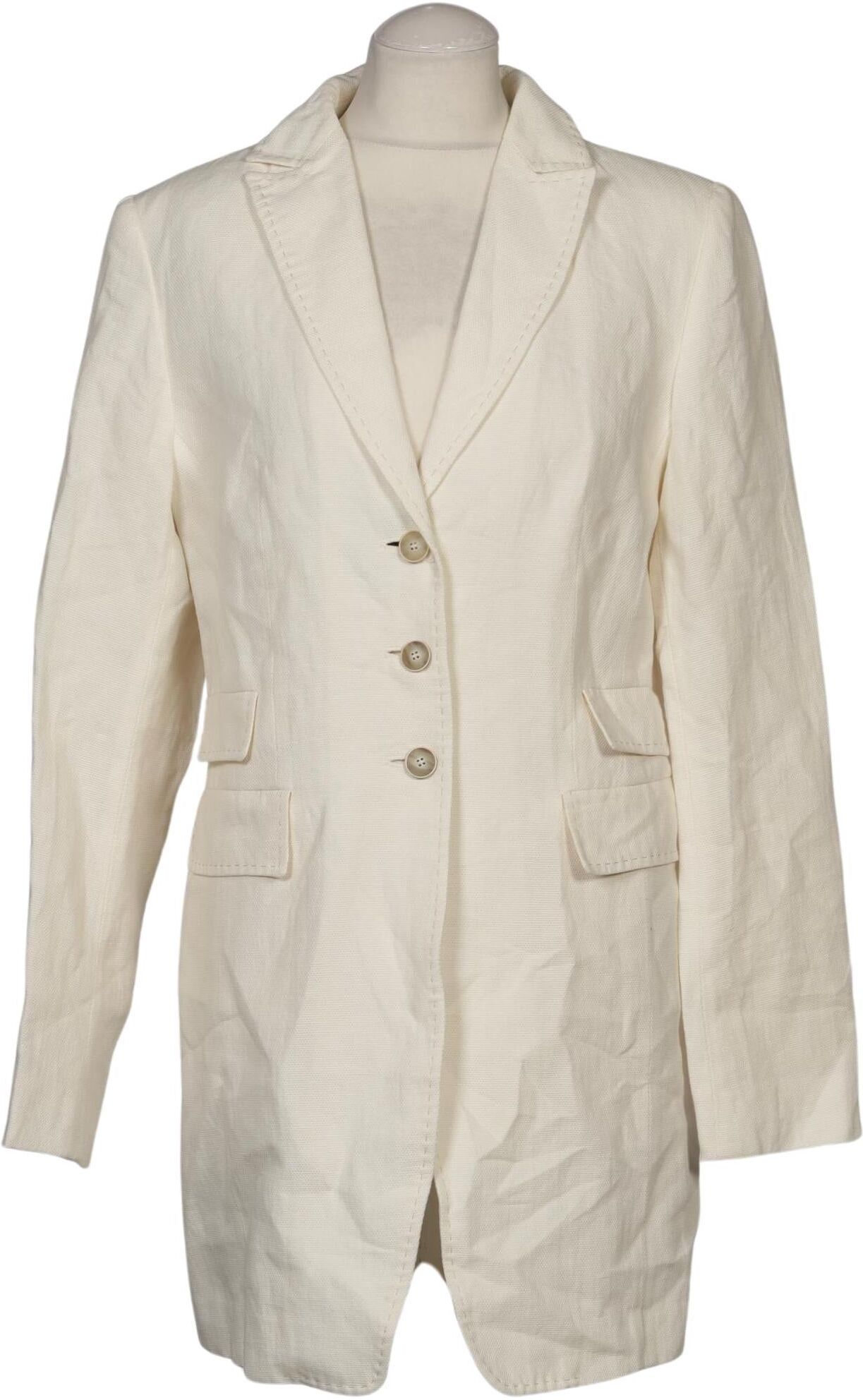 White label Damen Blazer, Cremeweiß, Gr. EU 40, Baumwolle / Leinen / Viskose - Second Hand