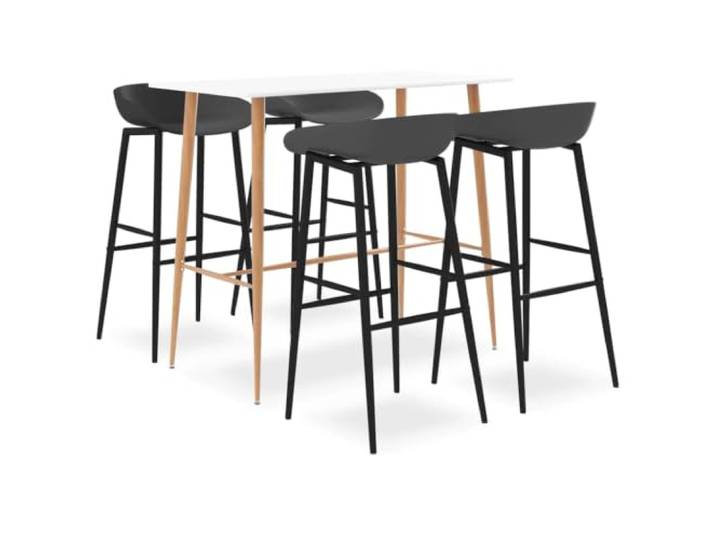 MBDRKVGF 5-TLG. Bar-Set, Bartisch & 4 Barhocker, MDF-Platte, Weiß Grau Modernes Design, Robuste Metallbeine, Für Wohnbereich & Gastronomie