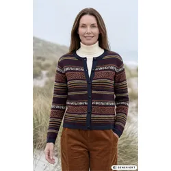 Alpaka-Strickjacke in Jacquard weinrot in Größe 36/38 von DW-Shop, Weinrot, 36/38