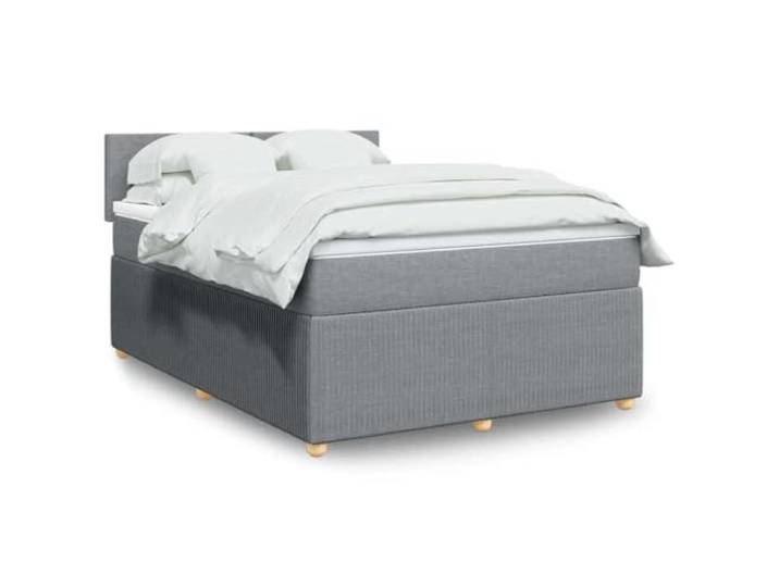 RJPLMFV Lattenrost mit Matratze, hellgrau, 140 x 190 cm, Stoff Individuelle Taschenfedern, abnehmbarer waschbarer Bezug, personalisierte Unterstützung, reduziert Bewegungen