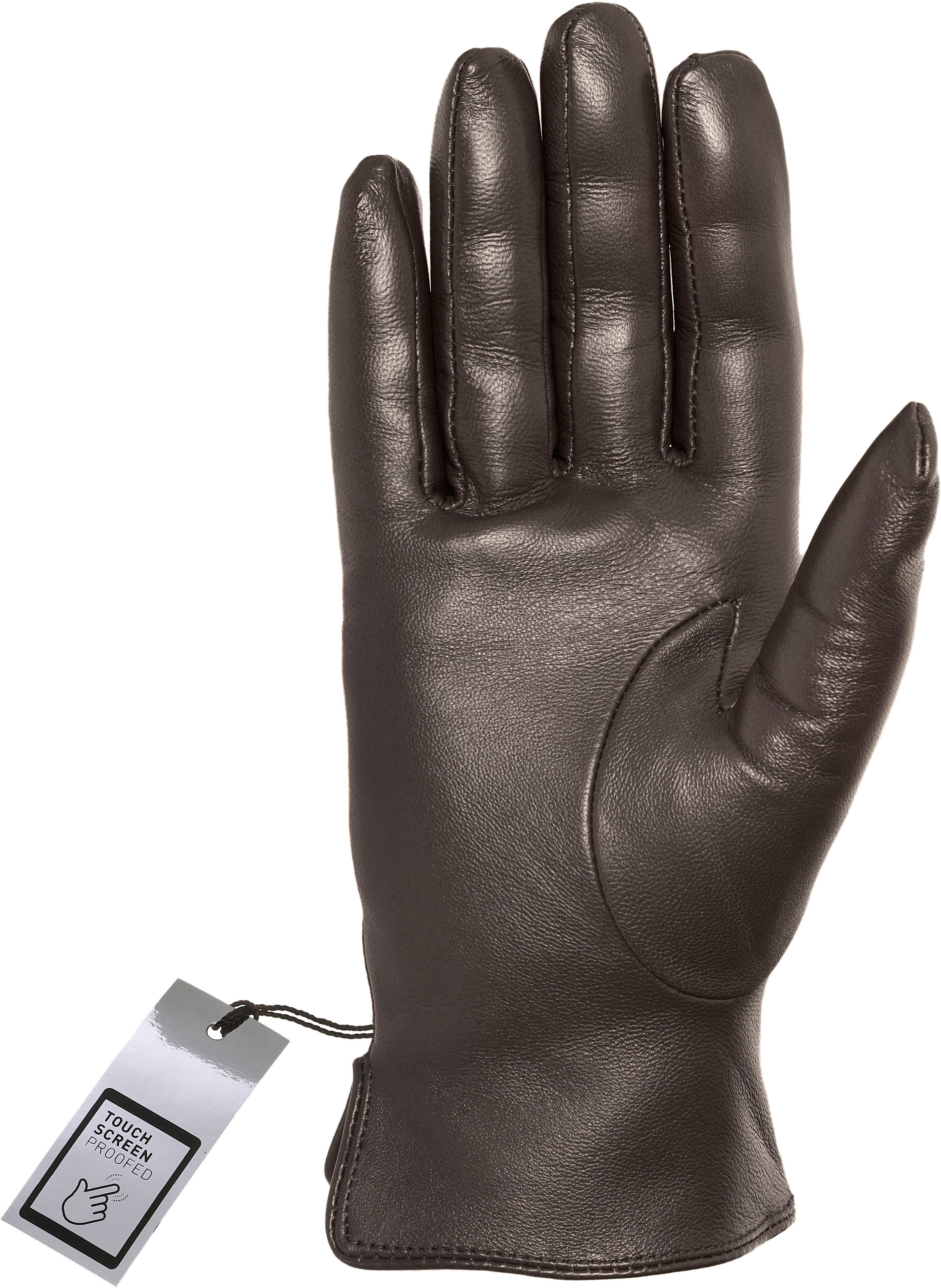 Lederhandschuhe PEARLWOOD, Damen, Gr. 8, braun (schwarz braun), Schafsleder, unifarben, Handschuhe Lederhandschuhe, Seitenschlitze für komfortables Anziehen schwarz braun 8