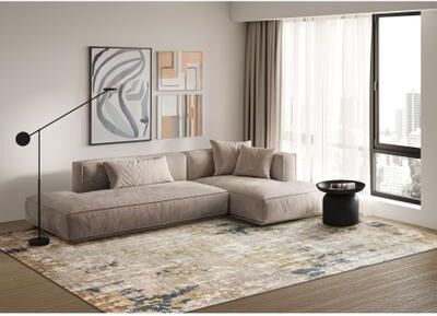 EXQUISITE RUGS Laureno Hand-knotted Bamboo Silk Beige/Gold Area Rug.