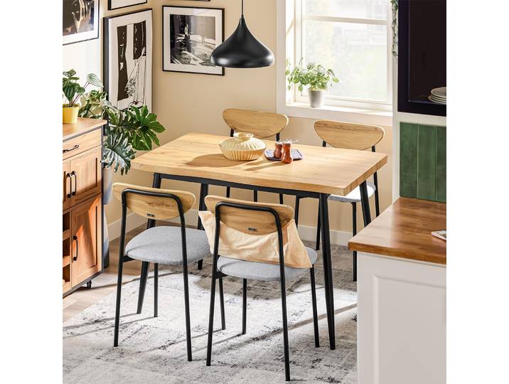 SoBuy Ensemble de table à manger 5 pièces Table de bar avec 4 chaises\, Chaises confortables recouvertes de mousse Petite table à manger OGT52-N