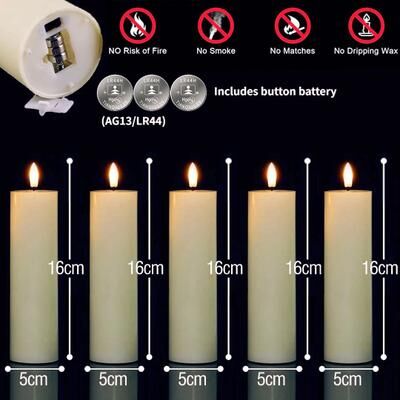 Uplift Treasures Bulk LED Flickering Flameless Pillar Candles 16cm 48pcs