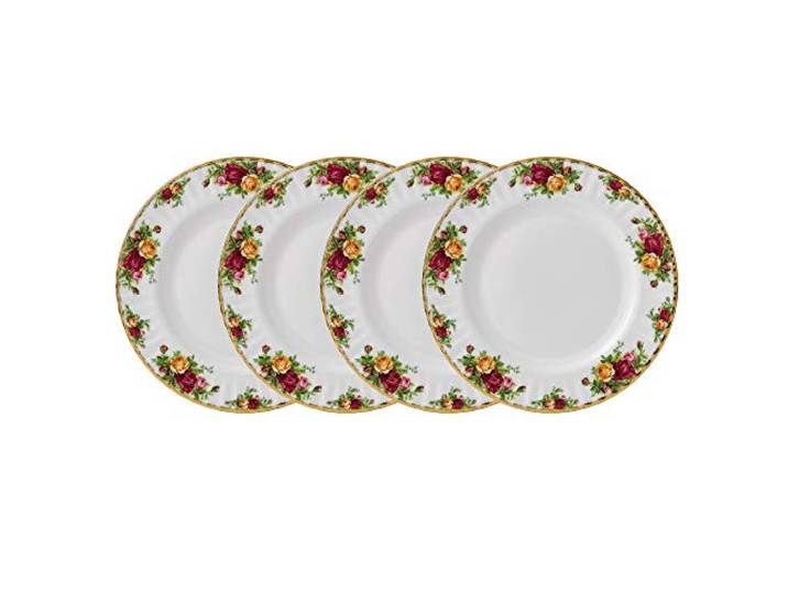Royal Albert 40034981 Old Country Roses Speiseteller, 27 cm, Porzellan, Weiß, 4 Stück, Knochenporzellan, Multi