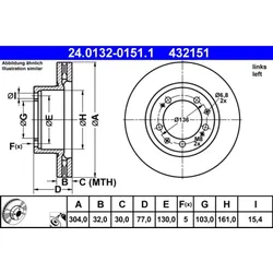 Bremsscheibe ATE 24.0132-0151.1 für Porsche 944 928