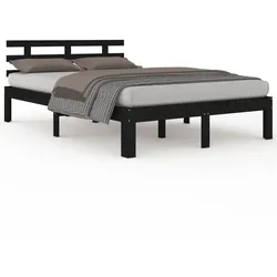vidaXL Massivholzbett Schwarz 200x200 cm