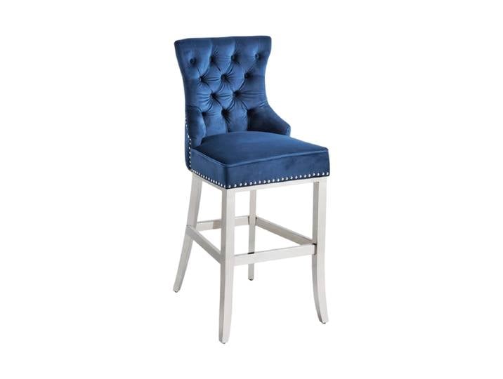 Design Barstuhl „Castle Deluxe“ mit Löwenkopf Samt Königsblau Invicta Interiors