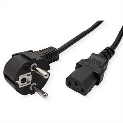 VALUE Netzkabel, CEE7/7-Stecker & IEC-Buchse gerade, schwarz, 5 m 19.99.1026
