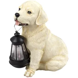 Solarleuchte Hund Garten Solar Dekoleuchte Solarlampe für Außen, Labrador mit Laterne, Akku, 1x LED, LxBxH 15,5x23,5x25 cm