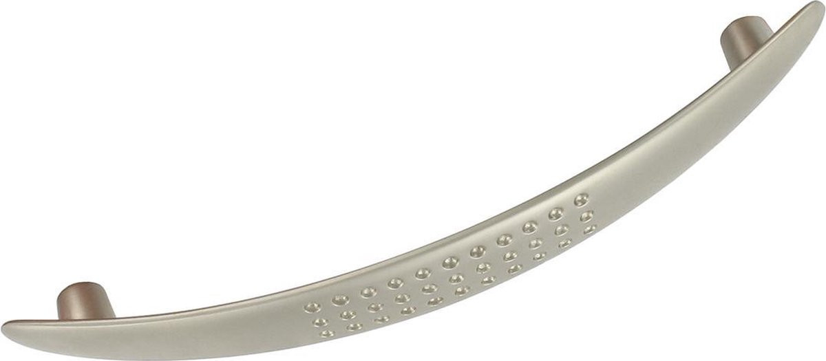 TQ4U vlak gebogen meubelgreep met dimples 128mm - Zamac vernikkeld