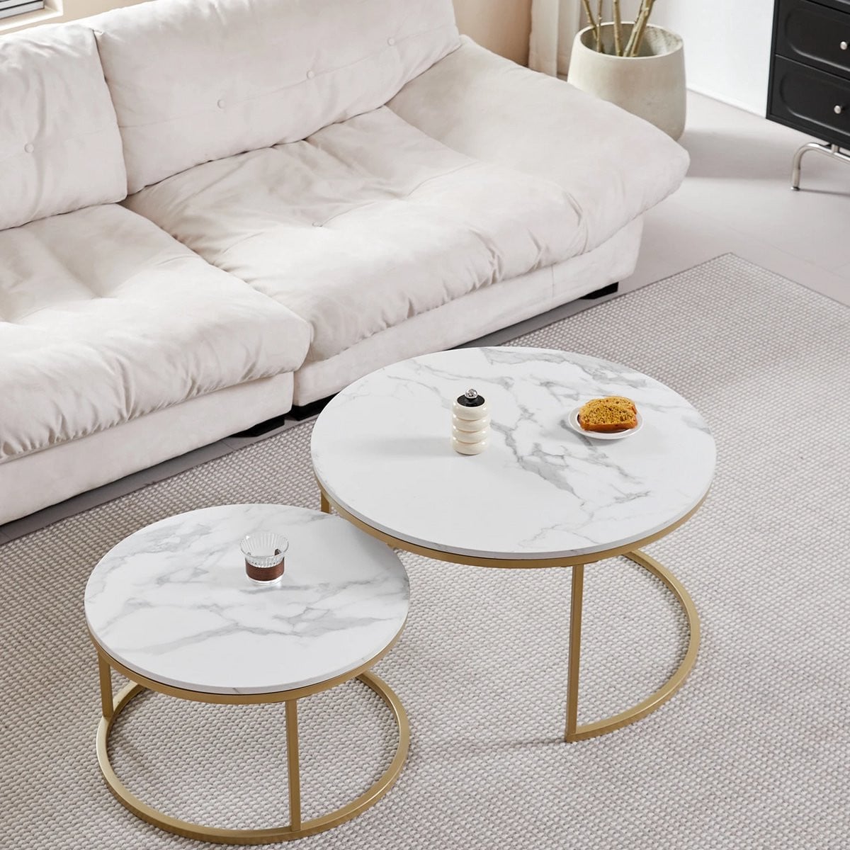 Trendique Coffee Table met opbergruimte - Moderne ronde salontafel 2-in-1 combinatie voor in de woonkamer