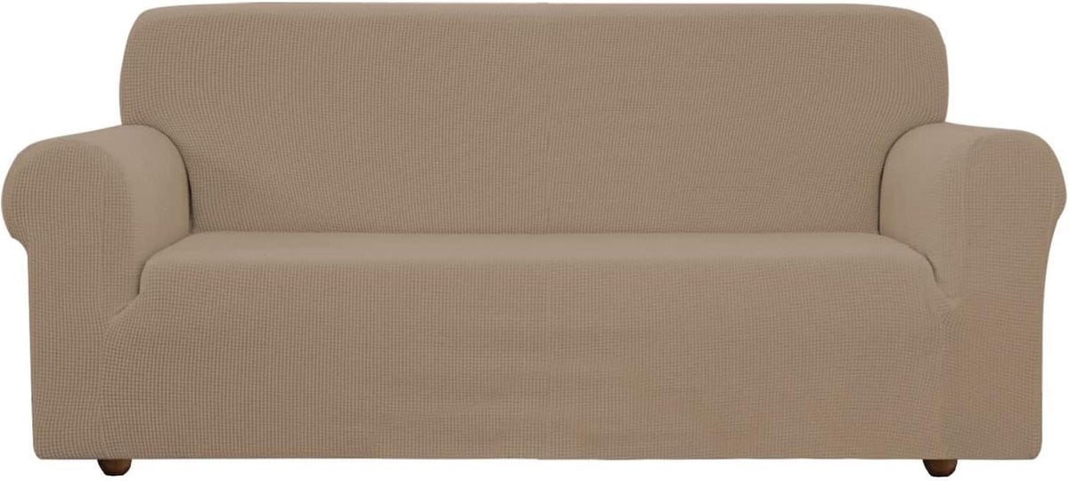 Bankhoes Stretch Sofahoes Jacquard Zand 185-235 cm