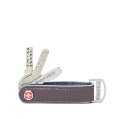 Schlüsselanhänger KEYCABINS "Loop-leather S4", Damen, braun (braun, sky blau), Leder, Basic, Schlüsselanhänger Schlüsselanhänger, SWISS Design