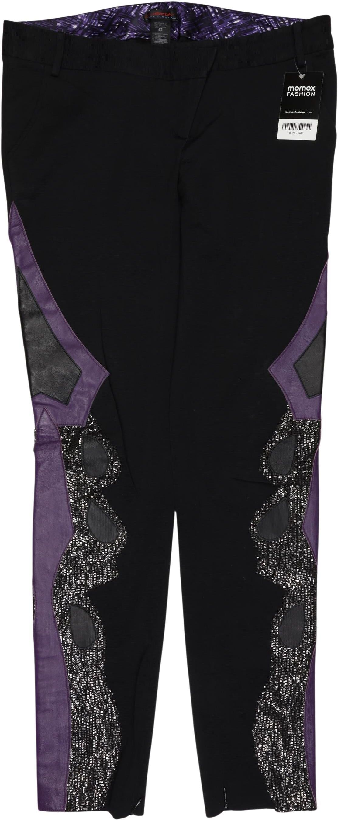 Custo Barcelona Damen Stoffhose, Mehrfarbig, Gr. EU 36 (IT 42), Synthetik / Leder - Second Hand