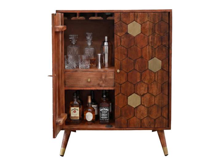 Livetastic Barschrank, Akazie, Holz, Akazie, massiv, 1 Schublade(n) Schubladen, 46x96x75 cm, stehend, handgemacht, Esszimmer, Barmöbel, Barschränke & Theken