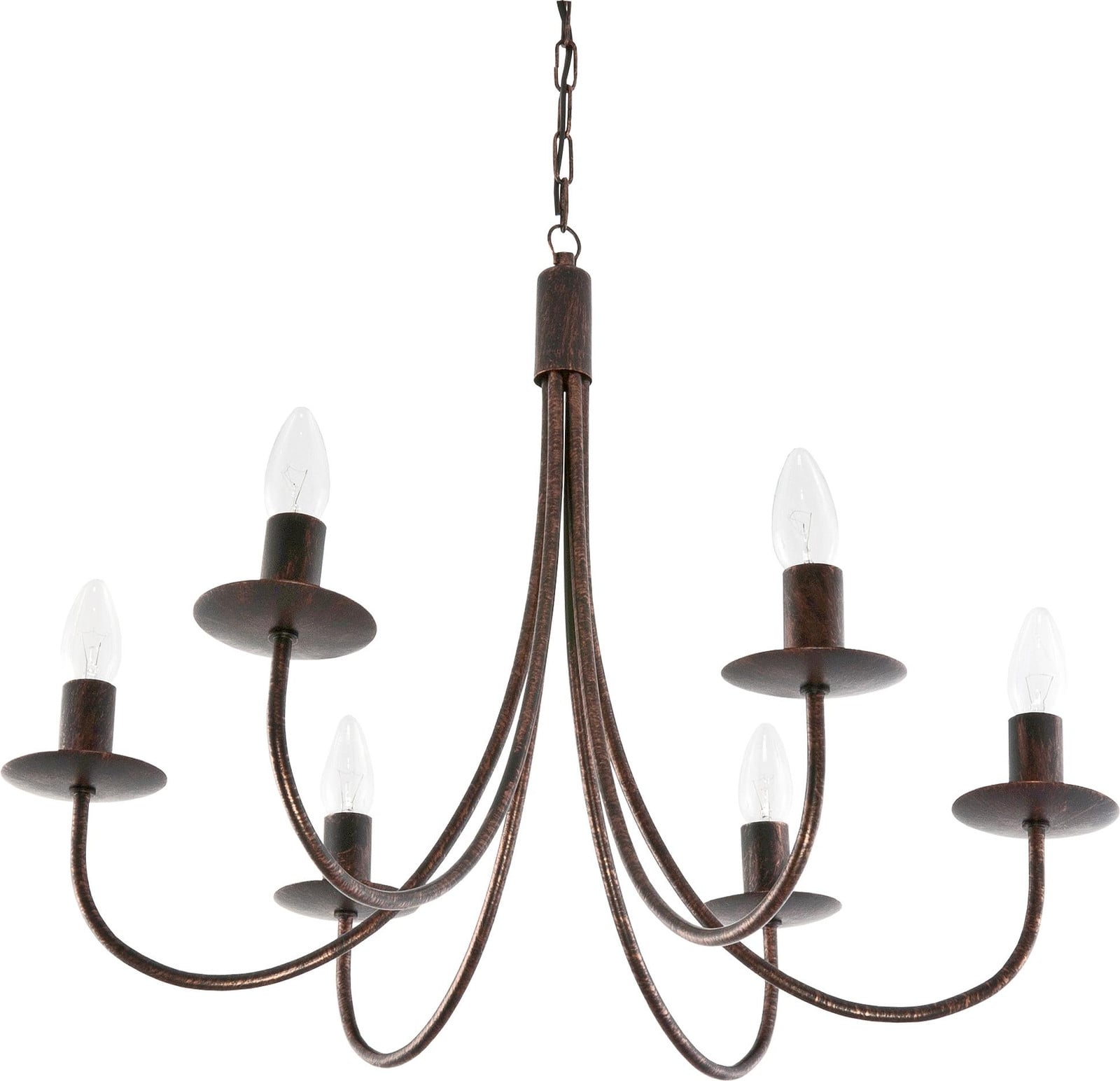Edylit Traditionele hanglamp kandelaar zwart en antiek goud LUMEN OLD 710/6