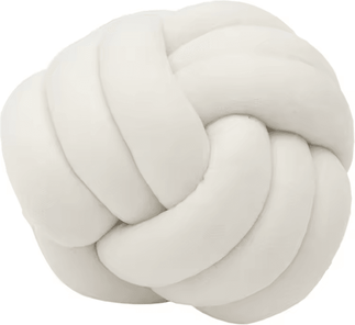 Uplift Curations KnotCuddle 8x8 Inch Knotted Ball Throw Pillow Ultra Soft Hand Woven Plush Cushion For Sofa & Bedroom white