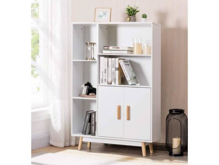 GIANTEX Bibliothèque Ouverte sur Pieds Style Contemporain avec Armoire de Rangement et 5 Compartiments pour Salon Chambre Bureau