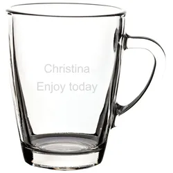 Luxentu - Gravur Glasbecher Kaffeebecher 300 ml - Name horizontal 1 Stück