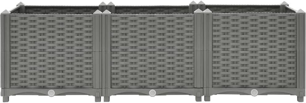 ClassicLiving Raised Bed Polypropylene Garden Planter Pot Planting Box Flower Pot Light Grey 120 x 40 x 38 cm