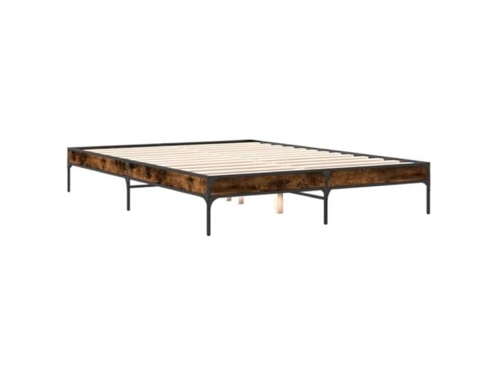 KTHLBRH Bettgestell Eiche Rauch 140 x 200 cm Mehrschichtholz, Beine aus Metall, Latten aus Sperrholz im Lieferumfang enthalten, Matratze nicht im Lieferumfang enthalten