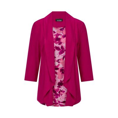 Langarmshirt GOLDNER "Viskoseshirt in Twinset-Optik", Damen, Gr. 42, lila (beere, gemustert), Obermaterial: 95% Viskose CV. 5% Elasthan EL., gerade, Shirts Langarmshirt, Ton in Ton Hotfixe am Druck