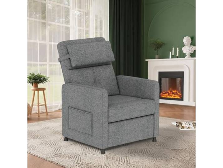 IDEALHOUSE Elektrischer Relaxsessel Mit Massage & Wärme – TV-Sessel Mit Fernbedienung Verstellbar 105–165°, 8 Massageprogramme, Lendenheizung, USB-Port & 2 Seitentaschen,Grau