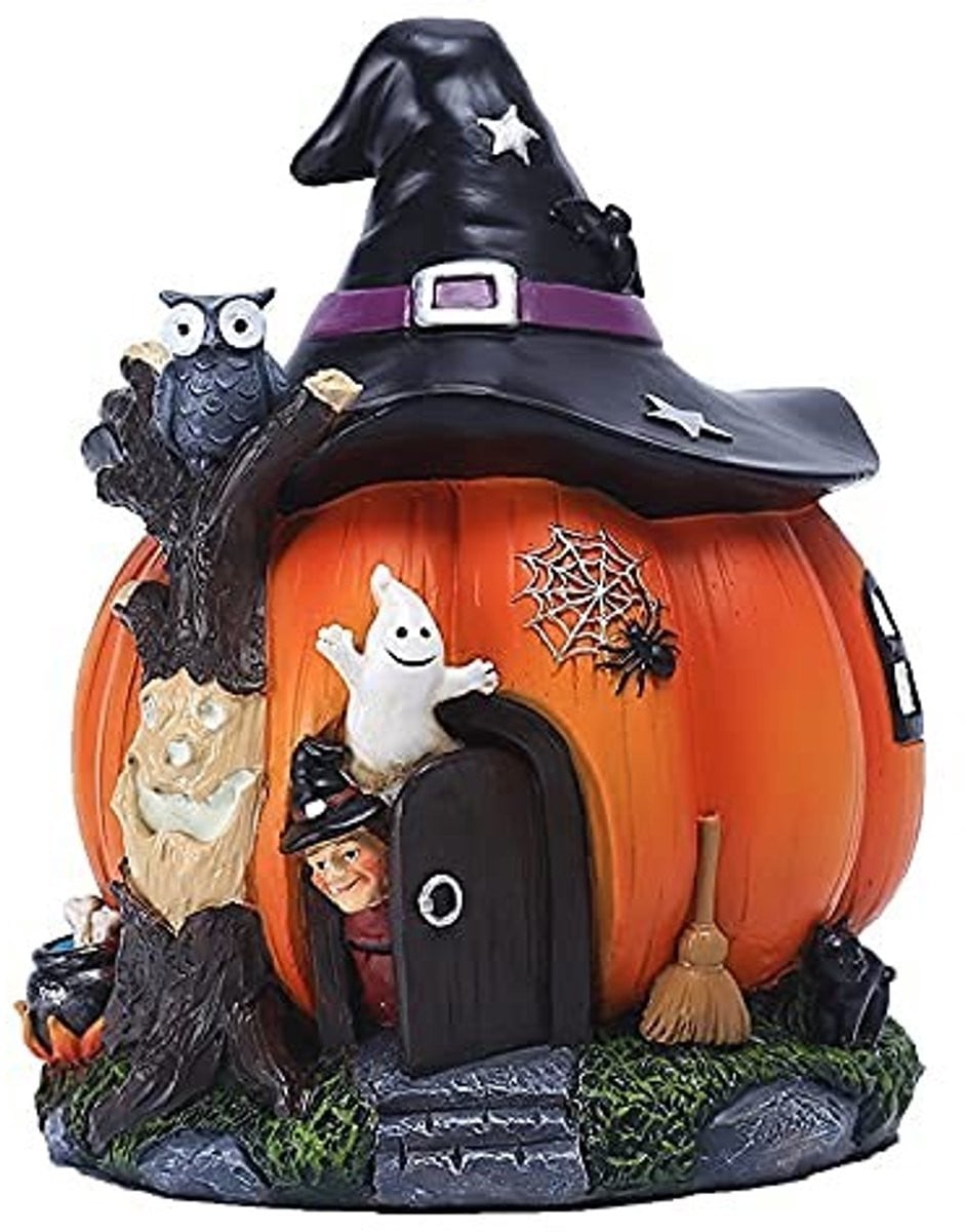 Dailygoods Handgeschilderd Pompoenhuis Tuinbeeld voor Halloween Decoratie
