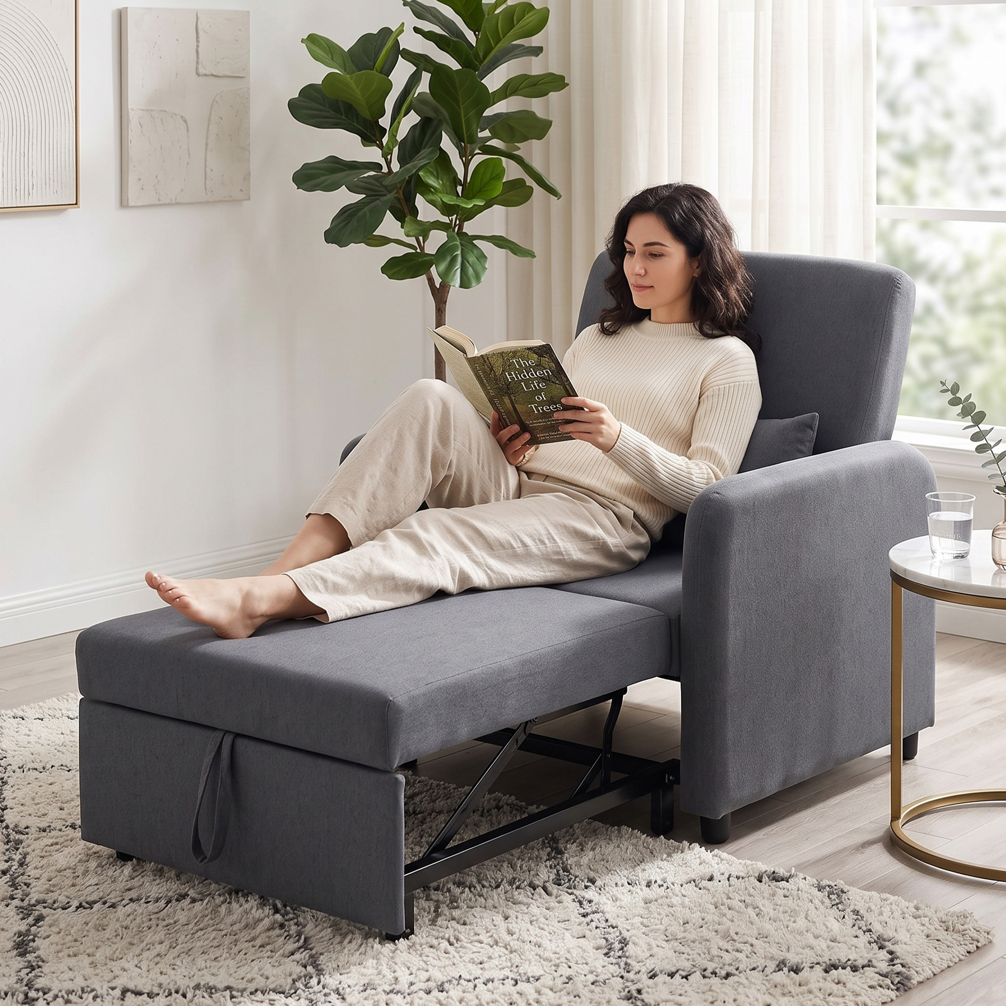Homcom Poltrona Letto 3 in 1 Estraibile con Schienale Regolabile   Aosom Italy