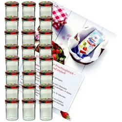 25er Set Sturzglas 435 ml To 82 Obst Deckel incl. Diamant Gelierzauber Rezeptheft