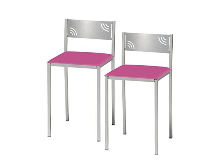 ASTIMESA Zwei Küchenhocker mit niedriger Rückenlehne aus Kunstleder, rosa, Sitzhöhe 45 cm