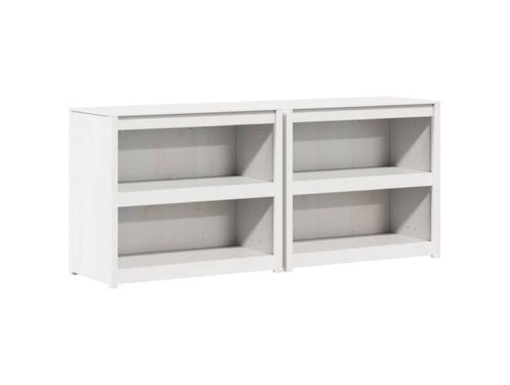 KUPTYERFG Außenküchenschrank 2er Set Anrichte Garten Weiß 212x55x92 cm Modulare Outdoor Küchenzeile aus massivem Kiefernholz mit 2 Ablagefächern für den Terrassen- und Gartenbereich.