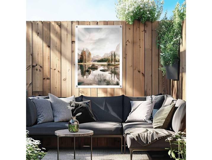 Poster extérieur Lac de montagne PVC Beige/Beige 60 x 80 x 0cm