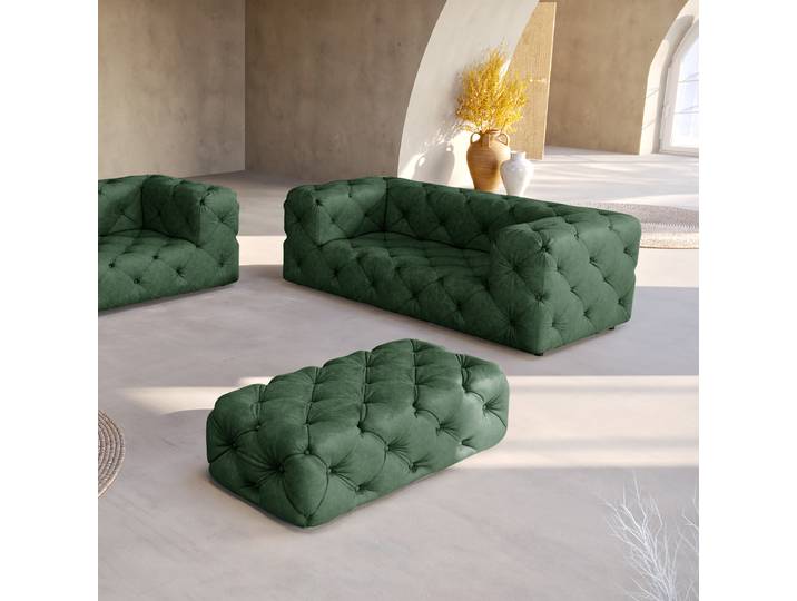 Polsterhocker 130 x 65cm Grün Microfaser Enza: Waldgrün