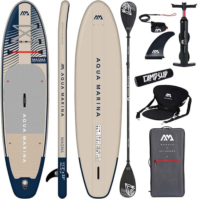 Magma 11'2" - Aufblasbares SUP Board Allround für Anfänger - Stand Up Paddle Board Komplettset - Limited Edition Beige
