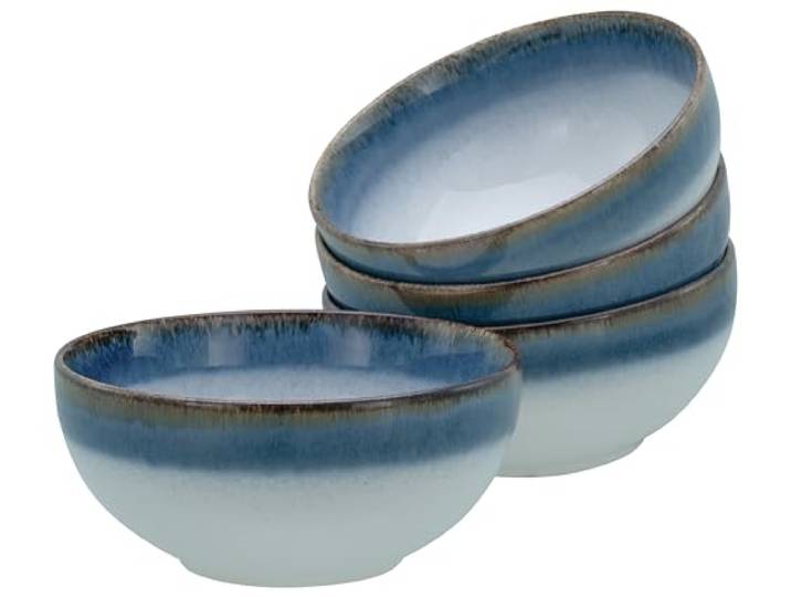 CreaTable\, 21684\, série Cascade Buddha Bowls bleu\, service de vaisselle 4 pièces\, ensemble de Buddha Bowls en grès.