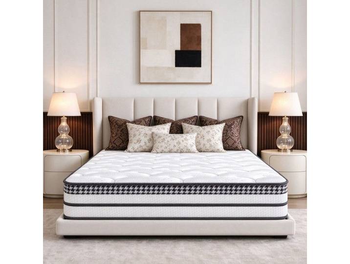 Matelas 140x190 Ép 28 cm Hybride Mousse & Ressorts Ensachés Oeko-TEX Ergonomique Sommeil Profond