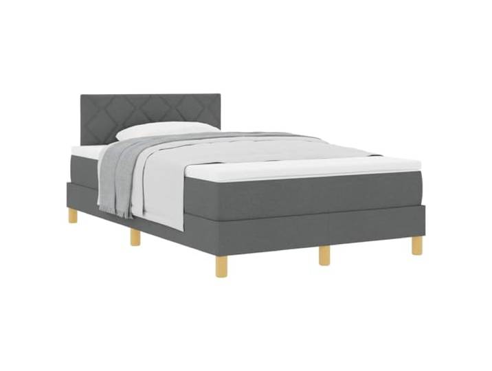 PUGYNBK Boxspringbett, Dunkelgrau, 120 x 190 cm, mit Kopfteil Lattenrost aus Holz und Metall, Schaumstoffmatratze mit Federn, mittlere Festigkeit, minimalistisches Design