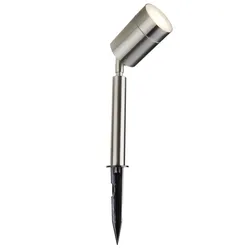 Steckleuchte Außenstrahler Gartenlampe silber GU10 Erdspieß Edelstahl H 42 cm