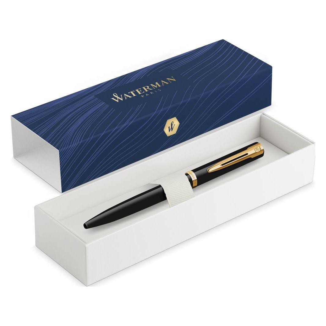Waterman Kugelschreiber IMPRESSION schwarzer Lack GT M Blau Geschenkbox (1x) (2225501)