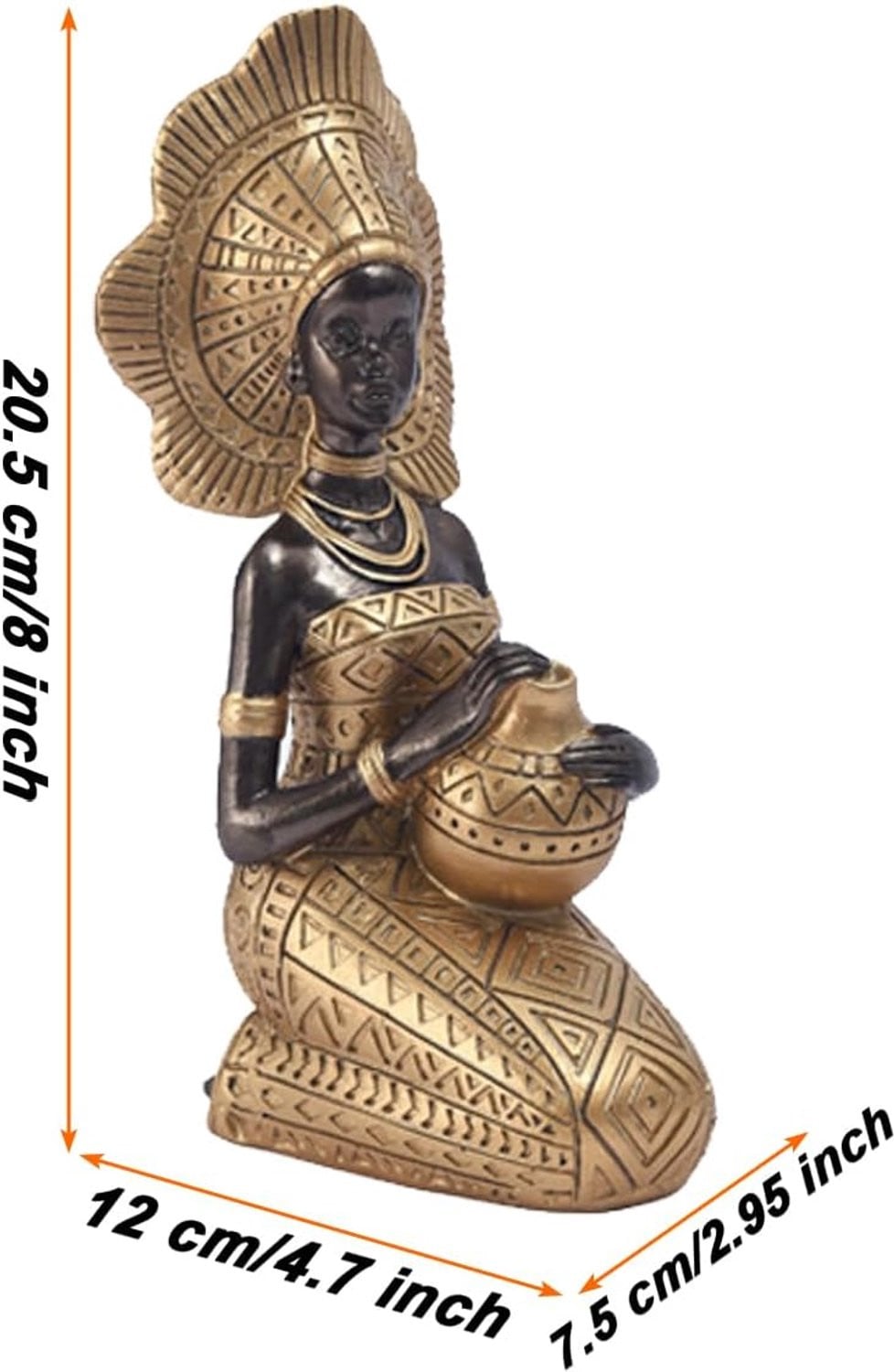 Afrikaanse Tribal Vrouwenbeeld - Decoratief Resin Beeldje voor op tafel