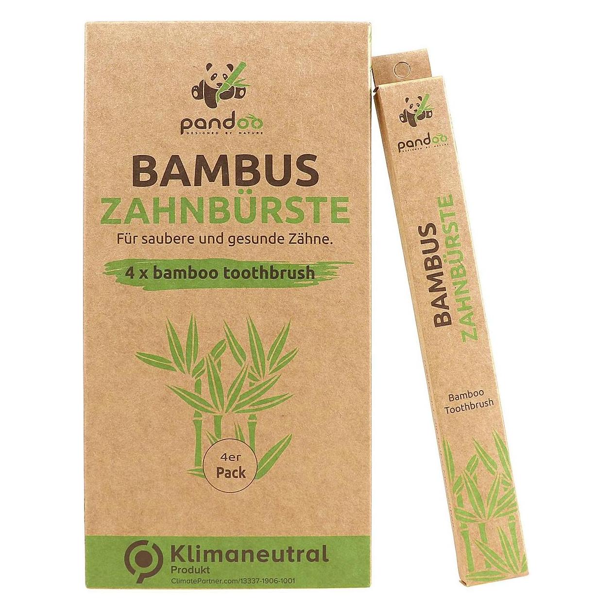 Pandoo Bambus Zahnbürsten (Mittel, 4x) (POBTB04)