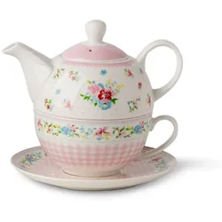 Teekanne Alexandra 3tlg. Porzellan Rosa