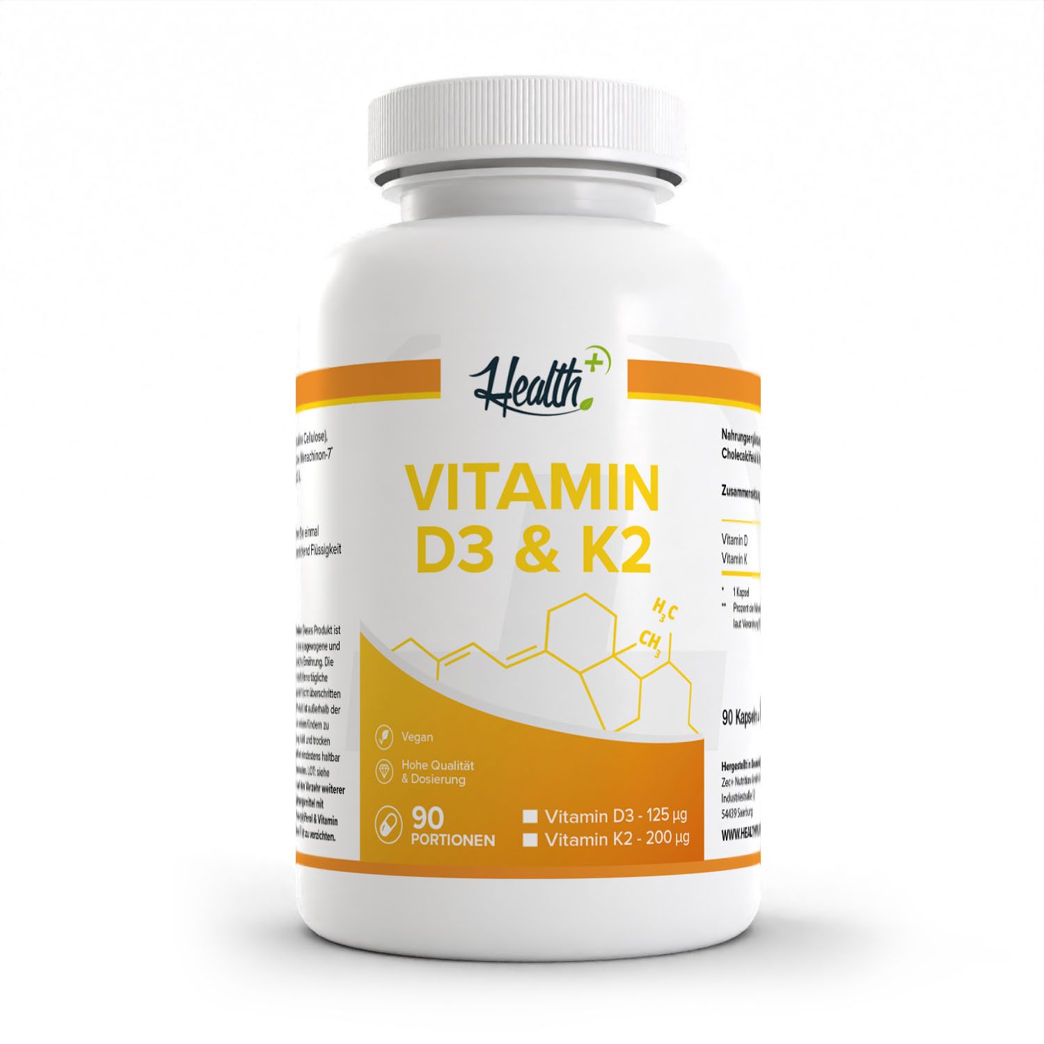 Health+ Vitamin D3+K2 (90) Unflavoured 90 St Kapseln