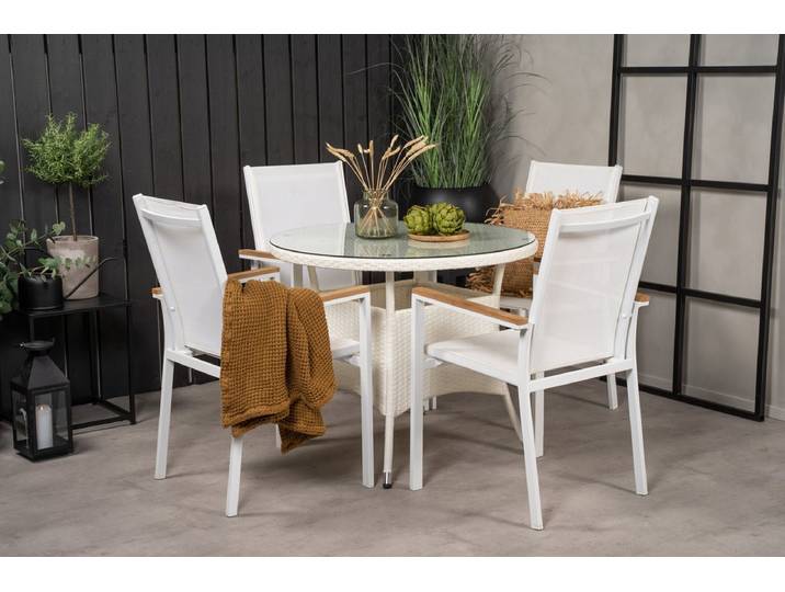 Gartentisch Eluno - das moderne Design schafft eine gemütliche Atmosphäre - Weiß - ø90 - Luxusbetten24