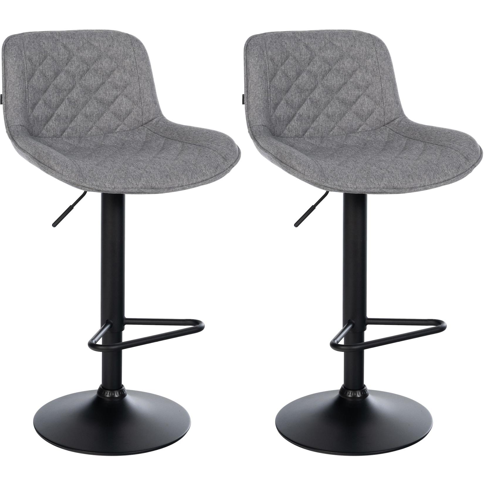 CLP Barhocker 2er Set, Barstuhl Kasson höhenverstellbar und drehbar mit Rückenlehne, modern mit Fußablage und gepolsterter Sitz
