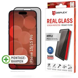 DISPLEX Privacy Panzerglas (10H) für Apple iPhone 15/15 Pro